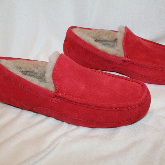 NIB UGG‎ MEN'S ASCOT SUEDE UGGPURE LINED SLIP ON SLIPPERS RED - Picture 8 of 8